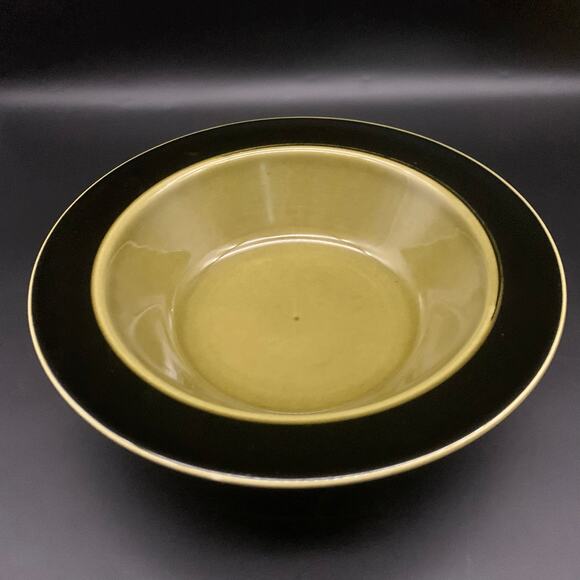 Vintage Taylor Smith Taylor IronStone Green Velvet Black Rimmed Bowl TST - Picture 1 of 12
